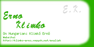 erno klimko business card