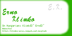 erno klimko business card